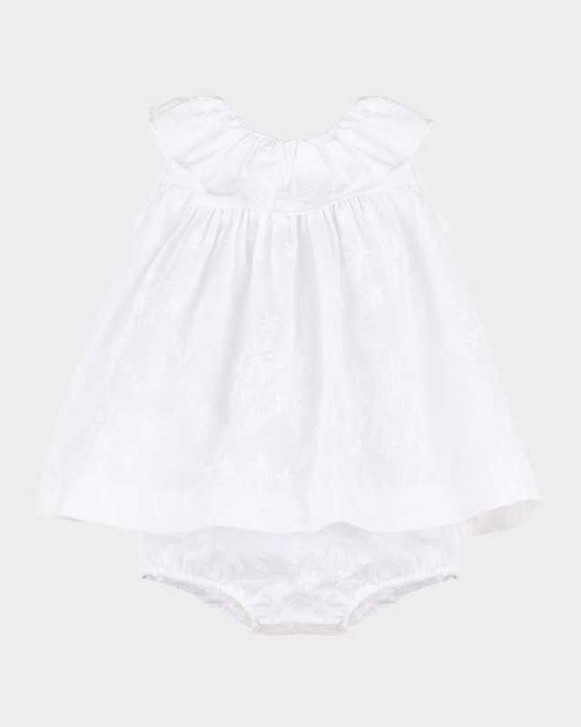 Girl's Ruffle Collar Floral Embroidered Dress, Size 6M-